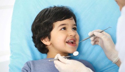 Young boy undergoing a dental checkup 