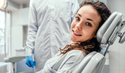 Woman smiling in dental chair