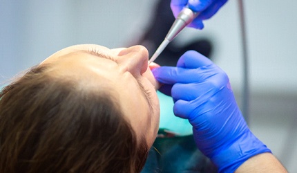 A patient having dental work completed