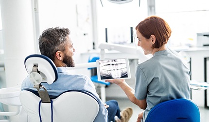 A patient during his smile makeover consultation in DeSoto, TX