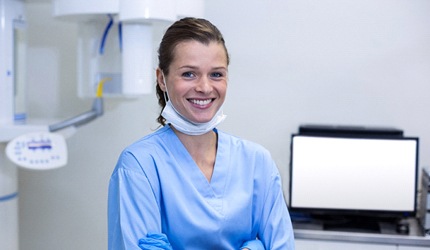 Dental hygienist smiling