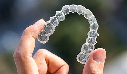 closeup of a clear aligner 