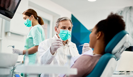 a dentist discussing nitrous oxide in DeSoto with patient