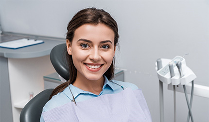 a woman smiling after undergoing nitrous oxide in DeSoto