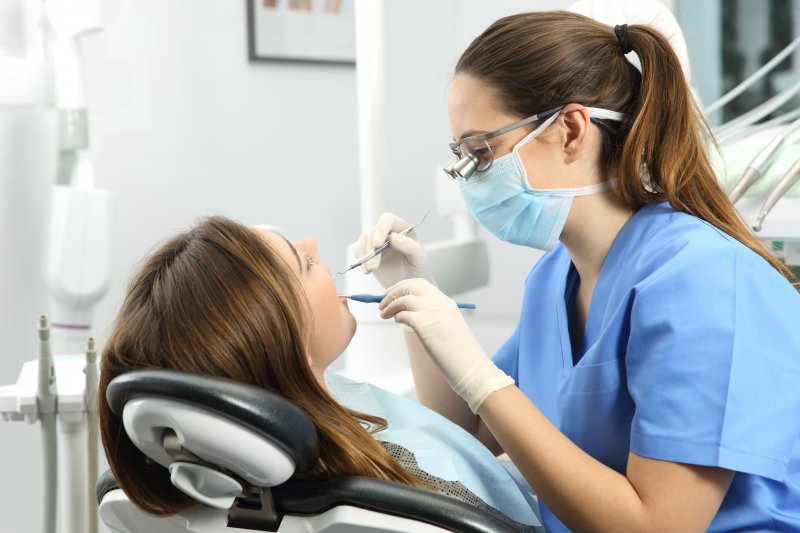 Patient at dental cleaning