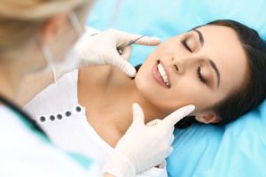 Woman at cosmetic dental consultation.