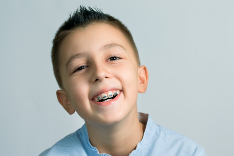 Smiling child with braces