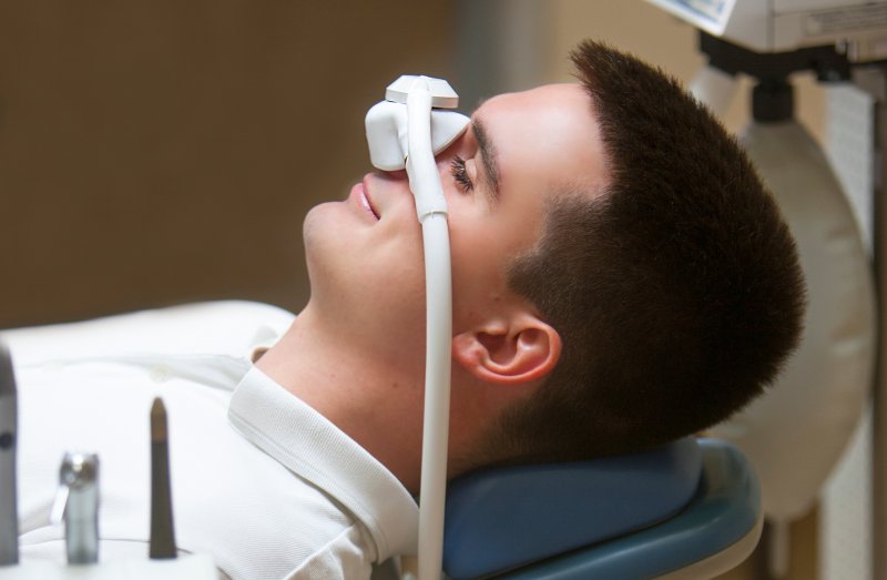 Patient relaxing with sedation dentistry